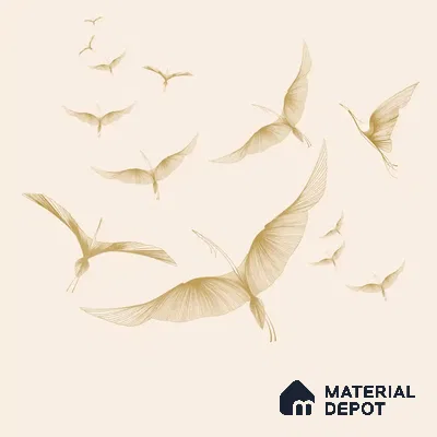 Golden Wings, Abstract Customised Handmade Wallpaper for Rooms