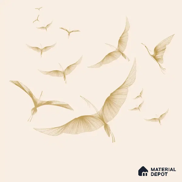 Golden Wings, Abstract Customised Handmade Wallpaper for Rooms