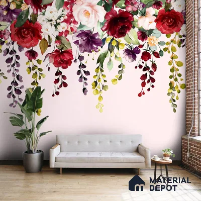700611 - Hanging Floral Pattern for Beautiful Wallpaper, Customised Indrani Series Soft Feel Florals Design (Customised Size Wallpaper )