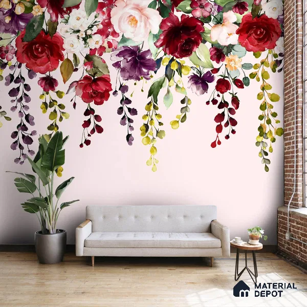 700611 - Hanging Floral Pattern for Beautiful Wallpaper, Customised Indrani Series Soft Feel Florals Design (Customised Size Wallpaper )