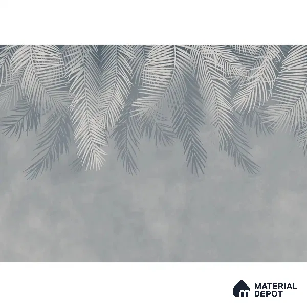 Hanging Tropical Leaves Design Blue Canvas (Customised Wallpaper)