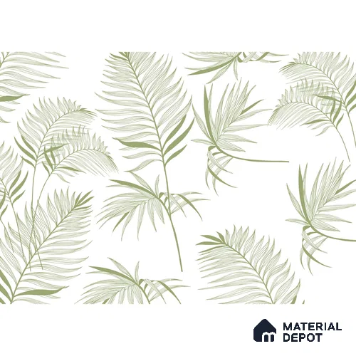 Harmony, Subtle Green Leaves in White Wallpaper Design Indrani Series Soft Feel Florals Design (Customised Size Wallpaper )