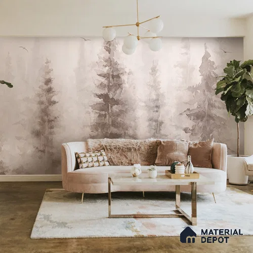 Hazy Forest Background Wallpaper for Walls Indrani Series Soft Feel Tropical Design (Customised Size Wallpaper )
