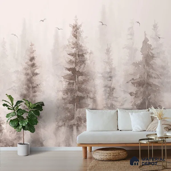 Hazy Forest Background Wallpaper for Walls Indrani Series Canvas Tropical Design (Customised Size Wallpaper )