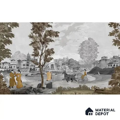 It’s a French Life, Old Painting Inspired Wallpaper, Customised Sukoon Series Canvas Patterned Design (Customised Size Wallpaper)