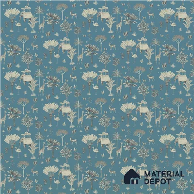 Itihaas, Indian Theme Room Wallpaper, Blue Sukoon Series Handmade Patterned Design (Customised Size Wallpaper)