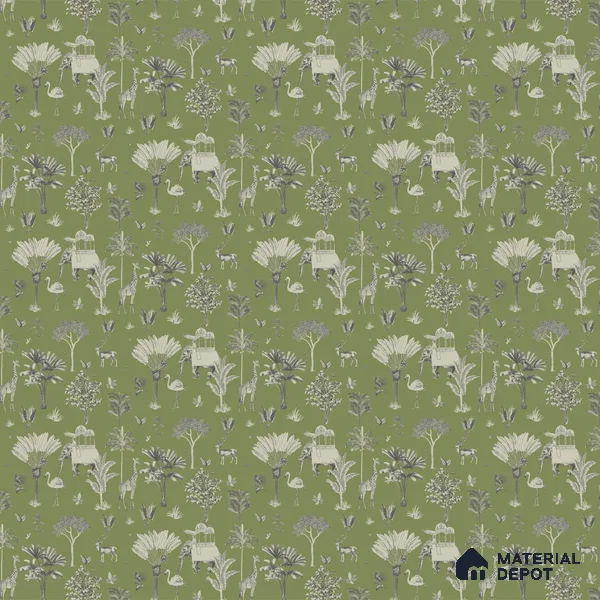 Itihaas, Indian Theme Room Wallpaper, Green Sukoon Series Handmade Patterned Design (Customised Size Wallpaper)