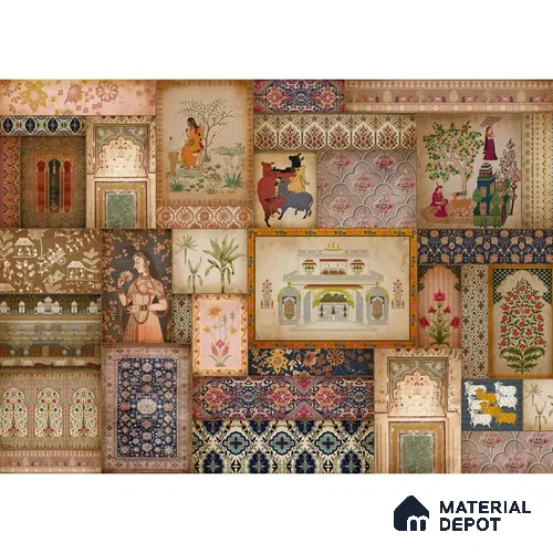 H902212 Kahani, Indian Art Theme Wallpaper, Customised Sukoon Series Canvas Abstract Design (Customised Size Wallpaper)
