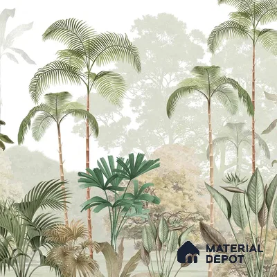 Kaira, Nature Theme Tropical Sandstone Wallpaper for Rooms, Green