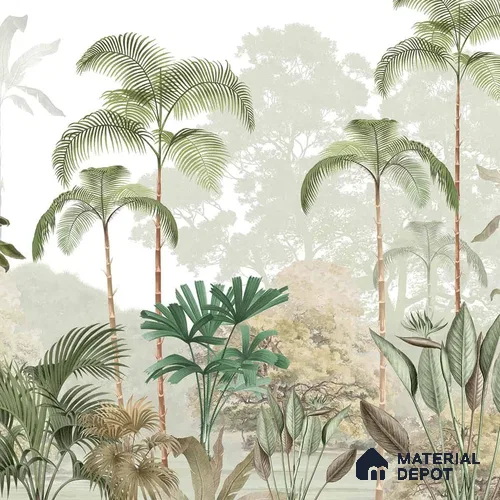 Kaira, Nature Theme Tropical Canvas Wallpaper for Rooms, Green