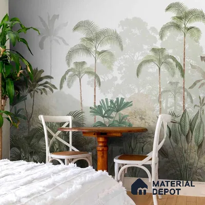 Kaira, Nature Theme Tropical Sandstone Wallpaper for Rooms, Green