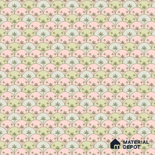 Kanan Roll 6 Meter x 20 Inch Canvas Wallpaper for Walls In Light Pink & Green