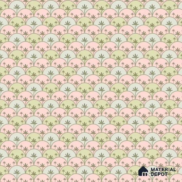 Kanan Roll 6 Meter x 20 Inch Canvas Wallpaper for Walls In Light Pink & Green