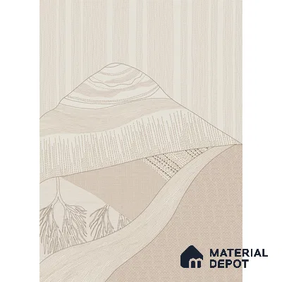 Katha Abstract Landscape Handmade Wallpaper in Indian Kantha Pattern