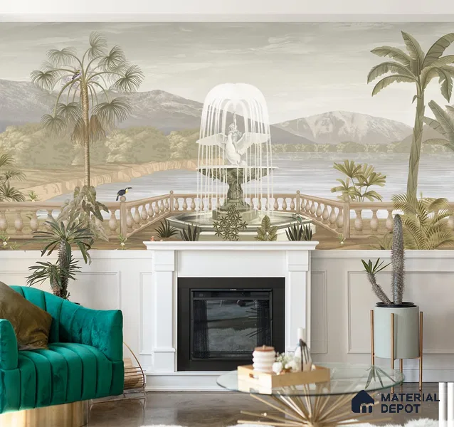 H900912 Khayal, A Beautiful Room Wallpaper Sukoon Series Canvas Patterned Design (Customised Size Wallpaper)