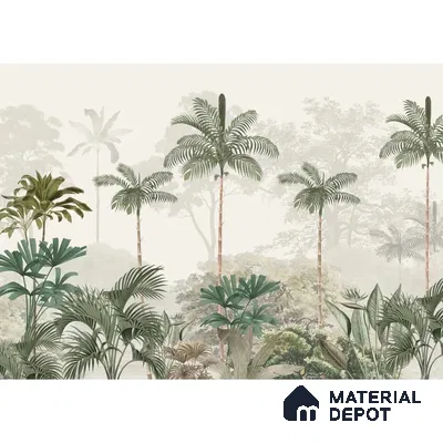 Kovalam Paradise, Palms Wallpaper for Rooms, Green, Customised Sukoon Series Canvas Nature Design (Customised Size Wallpaper)
