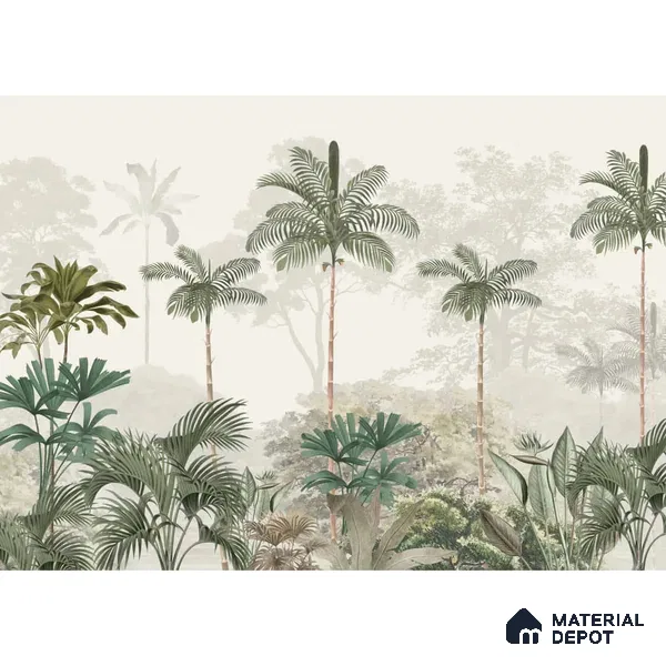 Kovalam Paradise, Palms Wallpaper for Rooms, Green, Customised Sukoon Series Canvas Nature Design (Customised Size Wallpaper)