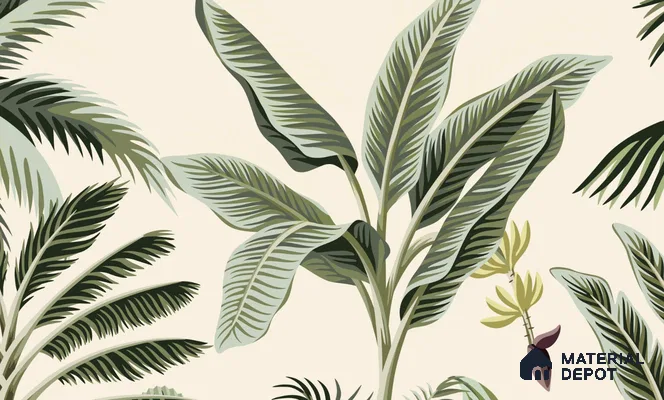 701912 - Light Green Trees in Tropical Room Wallpaper Indrani Series Canvas Tropical Design (Customised Size Wallpaper )