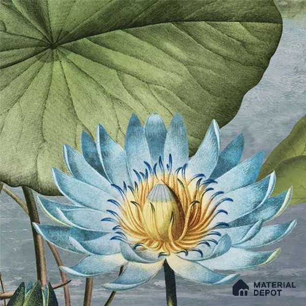 Lotus Leaves in Tropical Setting Wallpaper Indrani Series Soft Feel Tropical Design (Customised Size Wallpaper )