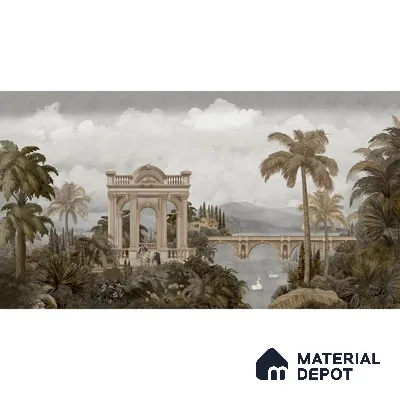 Majestic Foliage Epoch Handmade Green & Sepia (Customised Wallpaper)