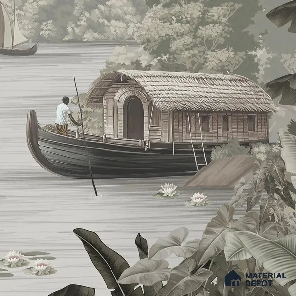 Malabar Kerela Themed Sandstone Wallpaper, Customised