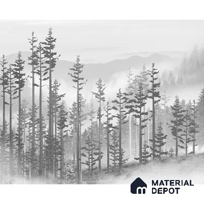 Manali, Misty Mountain Forest Wallpaper Indrani Series Handmade Tropical Design (Customised Size Wallpaper )
