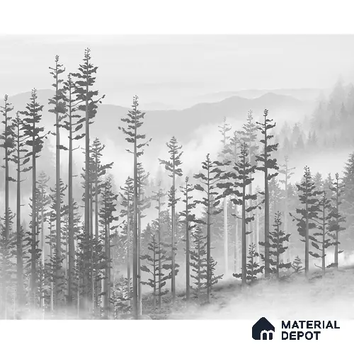 Manali, Misty Mountain Forest Wallpaper Indrani Series Canvas Tropical Design (Customised Size Wallpaper )