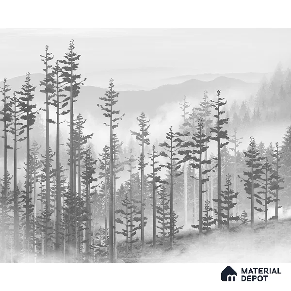 Manali, Misty Mountain Forest Wallpaper Indrani Series Handmade Tropical Design (Customised Size Wallpaper )