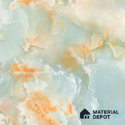 Marble Design Wallpaper for Rooms, Green and Orange Indrani Series Handmade Marble Design (Customised Size Wallpaper )