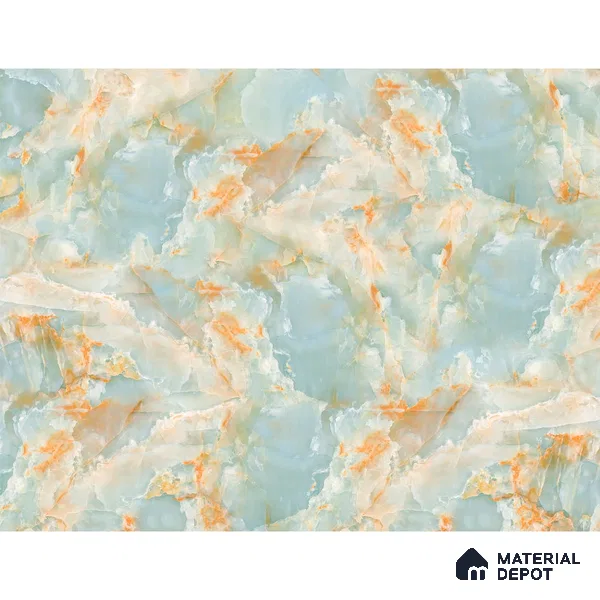 Marble Design Wallpaper for Rooms, Green and Orange Indrani Series Handmade Marble Design (Customised Size Wallpaper )
