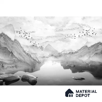 Marble Effect Scenery Customised Black & White Canvas (Customised Wallpaper)