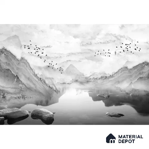 Marble Effect Scenery Customised Black & White Canvas (Customised Wallpaper)