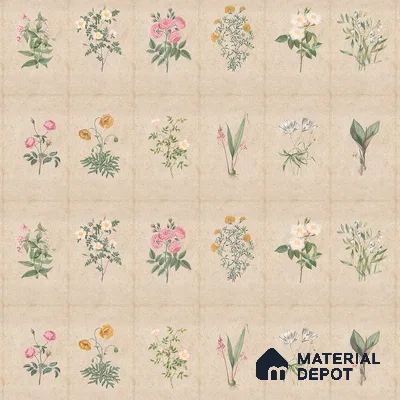 Mehek, Botanical Rendition Room Wallpaper Sukoon Series Handmade Florals Design (Customised Size Wallpaper)