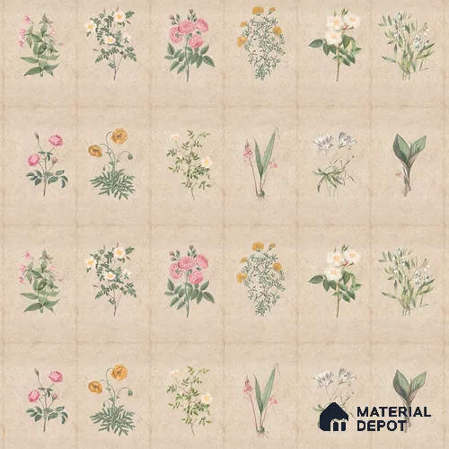 H902712 Mehek, Botanical Rendition Room Wallpaper Sukoon Series Canvas Florals Design (Customised Size Wallpaper)