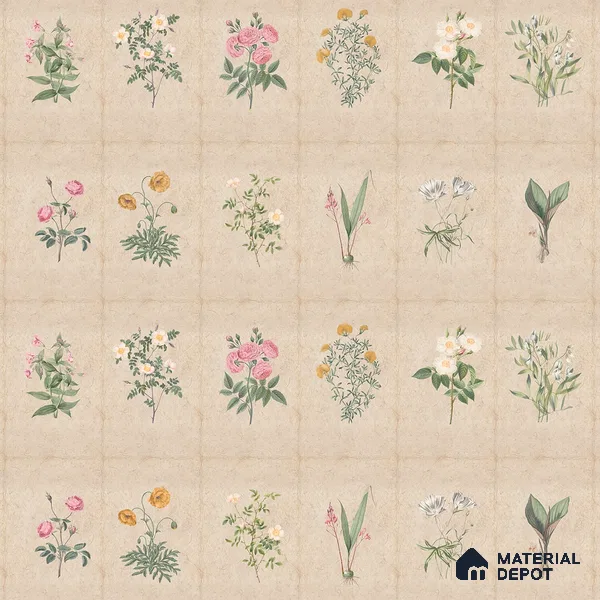 Mehek, Botanical Rendition Room Wallpaper Sukoon Series Handmade Florals Design (Customised Size Wallpaper)