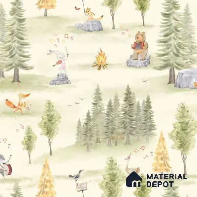 Melodious Miniatures, Jungle Themed Wallpaper for Kids Room, Green 10 Meter x 19.68 Inches Canvas Paper Type Wallpaper -54 Sq. Ft. | Minimum 15% wastage during installation