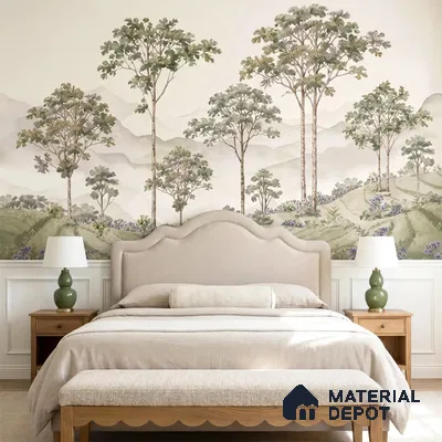 Munnar Handmade Wallpaper: Vintage Indian Tea Garden Mural