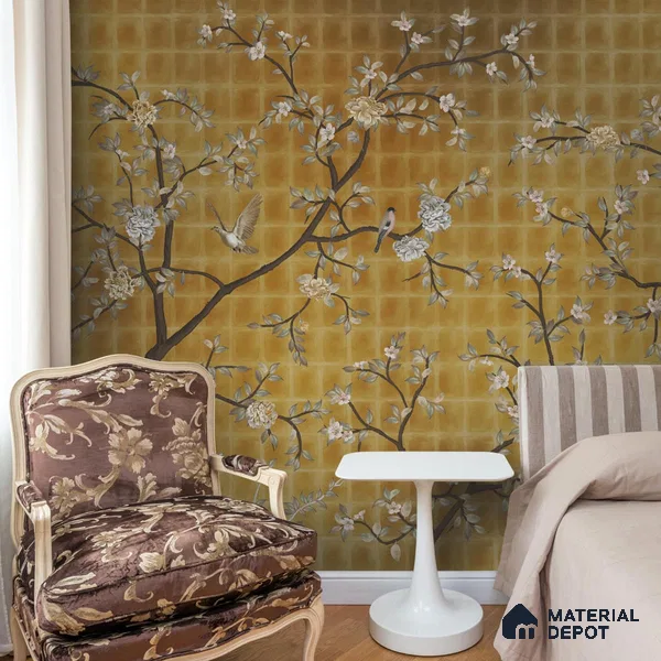 Oriental Garden, Chinoiserie Wall Wallpaper Sukoon Series Handmade Chinoserie Design (Customised Size Wallpaper)