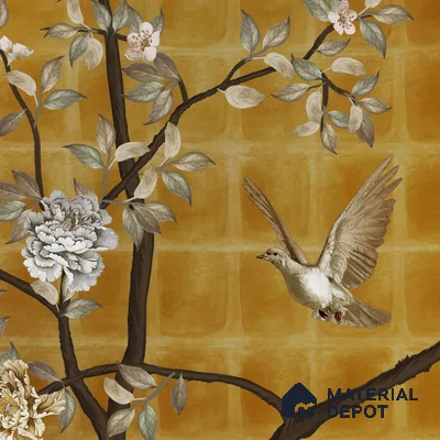 Oriental Garden, Chinoiserie Wall Wallpaper Sukoon Series Handmade Chinoserie Design (Customised Size Wallpaper)