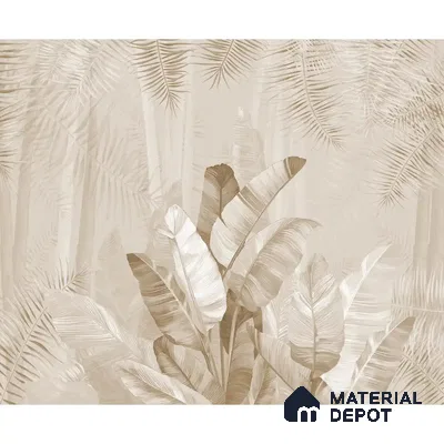 Pallav A Beige Color Tropical Canvas (Customised Wallpaper)