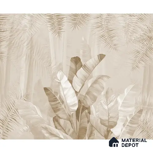 Pallav A Beige Color Tropical Canvas (Customised Wallpaper)