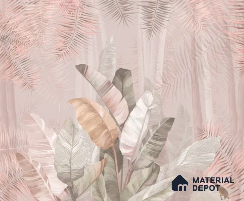 Pallav, A Champagne Pink Colors Tropical Wallpaper Indrani Series Handmade Tropical Design (Customised Size Wallpaper )