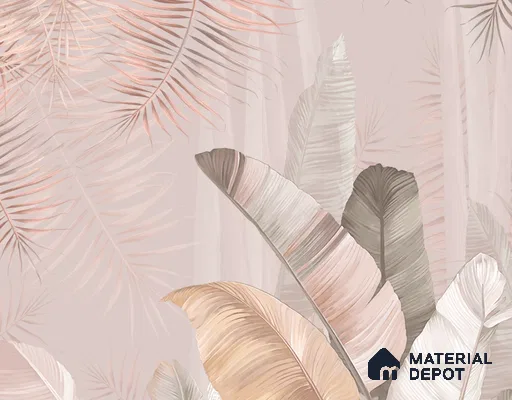 Pallav, A Champagne Pink Colors Tropical Wallpaper Indrani Series Handmade Tropical Design (Customised Size Wallpaper )