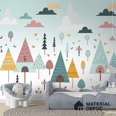 Pastel Jungle Fun Kids Canvas Wallpaper