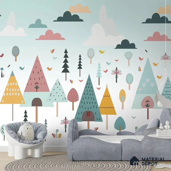 Pastel Jungle Fun Kids Canvas Wallpaper