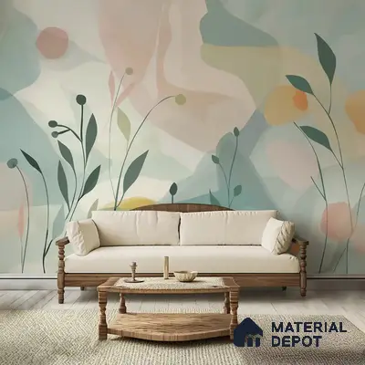 Pastel Paradise Abstract Pattern for Room Green Colors Handmade (Customised Wallpaper)