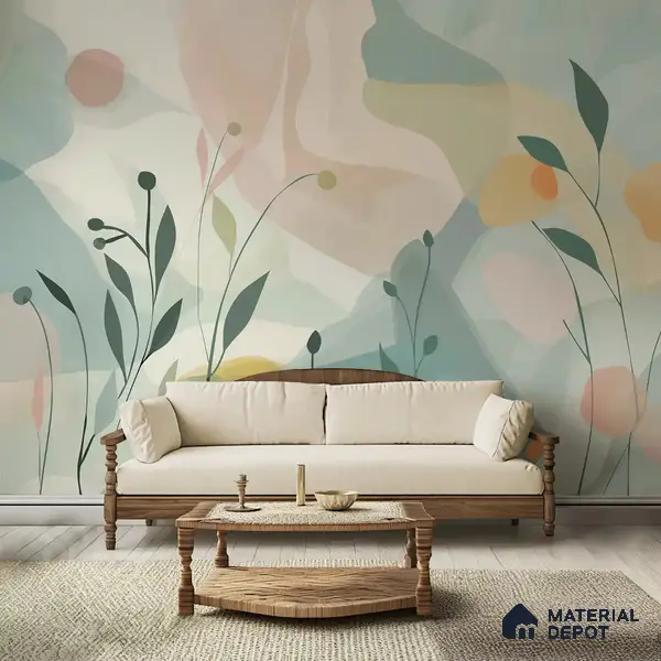 Pastel Paradise Abstract Pattern for Room Green Colors Handmade (Customised Wallpaper)
