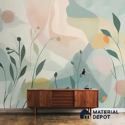 Pastel Paradise Abstract Pattern for Room Green Colors Handmade (Customised Wallpaper)