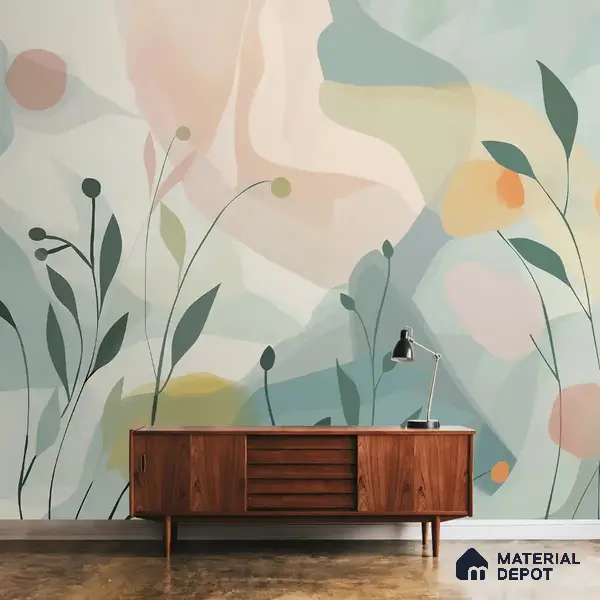 Pastel Paradise Abstract Pattern for Room Green Colors Handmade (Customised Wallpaper)