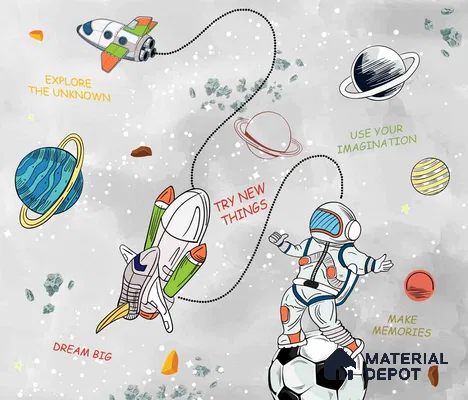 Personalised Space Kids Room Wallpaper, Colorful Sparkla N Shine Series Canvas Space Design (Customised Size Wallpaper)